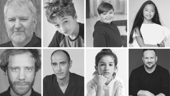 De gauche à droite et de haut en bas, la distribution du film «Coco ferme» : Benoît Brière, Oscar Desgagnés, Joey Bélanger, Emma Bao Linh Tourné, Simon Lacroix, Steve Laplante, Mia Garnier et Louis-Philippe Dandenault.